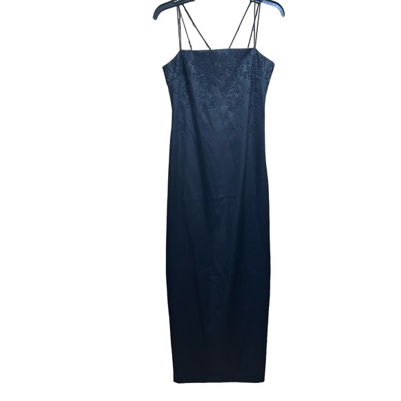 I.N. San Francisco Dresses & Skirts - I.N. San Francisco long black satin beaded flowers formal gown prom black tie